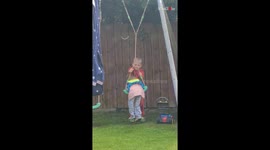 Thrillseeking siblings' CRAZY spin-out adventure on swing looks PEAK FUN!
