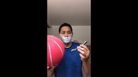 Man Shaves While Balancing Basketball on Razor
