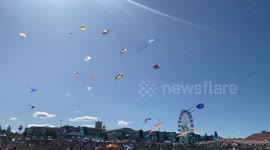 Kite lovers flock to Bondi Beach for annual kite festival in NSW, Australia