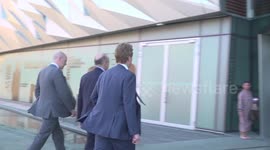Guests arrive at the Titanic Belfast ahead of the Northern Ireland Investment Summit in Belfast, UK