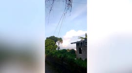 Taal Volcano belches thick gas in the Philippines