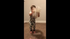 Silly boy is fully ready to breastfeed his Teddy if mom won't