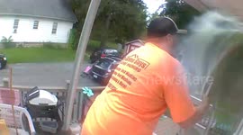 Ladder Collapses Under Power Washer