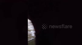 Car park basement floods during heavy rain in the Philippines
