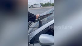 Driver baffled by metal pipe that shattered his windscreen