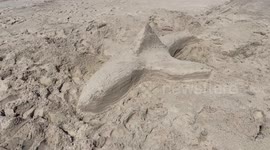 Shark Sand Sculpture in Dewey Beach, Delaware