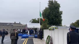 President lays wreath at rededicated monument to gardai who died in service in Dublin, Ireland