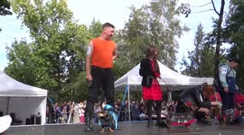 Dapper daschunds displayed at Sausagedog Parade in St Petersburg