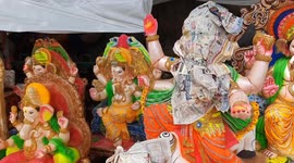 Idols of lord Ganesha are on sale on the streets on the occasion of Ganesh chaturthi