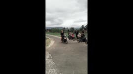 Thrill-seeking stunt goes wrong: hilarious motorbike mishap in Indonesian rice field
