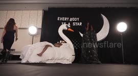 Models patrol the catwalk at the ASHISH SS24 Catwalk Show in London, UK