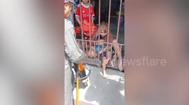 Toddler with leg stuck between metal bars of gate rescued