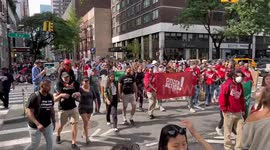 People Participate in March to End Fossil Fuels in New York, NY, USA