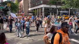 People Take Part in March to End Fossil Fuels in New York, NY, USA