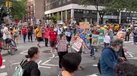 March to End Fossil Fuels Takes Place in New York, NY, USA