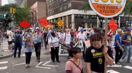 March to End Fossil Fuels Is Held in New York, NY, USA