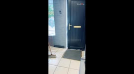 Woman trips on a broom and comes crashing down on the floor *Hilarious Video*