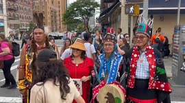 Indigenous People at the March to End Fossil Fuels in New York, NY, USA