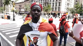 Demonstrators take to the streets during a Ugandan protests against during United nations Week in NYC.