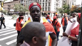 Newsflare Edit - Demonstrators take to the streets during a Ugandan protests against during United nations Week in NYC.