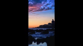 sunset fishing guy alone hocked beach bay Mexico big waves vacations stunning walking shore resort