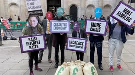 Protest against interest rate hikes outside Bank of England