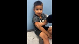 4 y/o boy's bravery called into question due to his comically chaotic behavior while getting vaccine shots