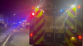 Firefighters on site as vehicle rolls on road in Ollerton