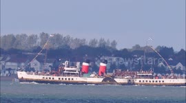 Waverley paddle steamer starts River Thames season off Kent, UK