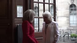 Queen Camilla and Brigitte Macron launch new UK-France literary prize in Paris, France