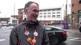 Doctors strike outside Leeds General Infirmary in UK
