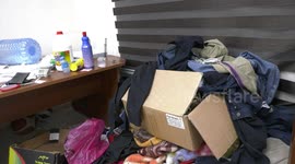 Palestinian students inspect the damage inside a Birzeit University during an Israeli army raid in the West Bank city of Ramallah