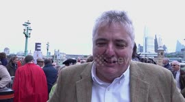 Top chef Richard Corrigan leads 10th London Sheep Drive across Southwark Bridge in London, UK