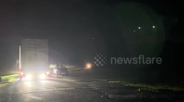 Endangered male giraffe Sifa arrives at safari park in Blair Drummond, UK