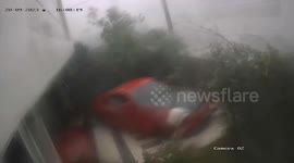 Storm batters backyard swimming pool in Thailand