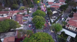 Sao Paulo fans line the streets celebrating Copa do Brasil win