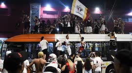 Sao Paulo Fans Celebrating The Victory of the Copa Brasil Final in Sao Paulo, Brazil