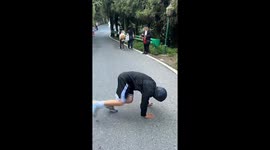 Joker rolls down hill to descend Chinese park