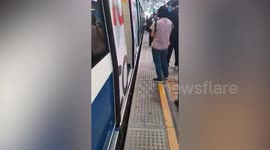 Train station staff rescue man who fell into gap between platform and tracks