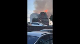 Historic Ayr Station Hotel on fire. Video taken in Smith Street outside Subway on 25/09/23 at 18:26.