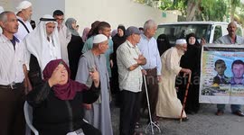 Palestinian families of the martyrs and the wounded, take part in a protest against the Palestinian Authority's decision to cut their salaries, in Gaza city