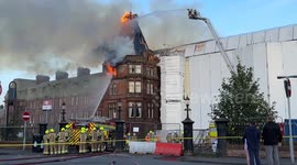Fire erupts at historic Ayr Station Hotel, disrupting nearby transport as firefighters battle