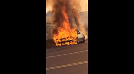 Car Burns on California Road