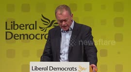 Tim Farron criticises Prime Minister at Lib Dem Conference in Bournemouth, UK