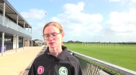 Donna Hagan speaking at the Wolfe Tones GAA pitch in Kildress, UK