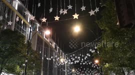Christmas lights already installed on Oxford Street in September
