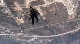 U.S. Para-Commandos perform aerial parachute demonstration for annual airshow in California