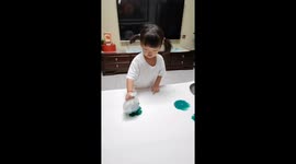 Chinese toddler paints impressive water scene with lilies and fish