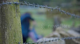 Walkers hiking on the Bronte trail in Haworth, West Yorkshire UK
