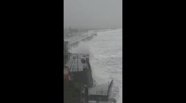 Storm Agnes brings high waves and threat of flooding to Tramore, County Waterford, Ireland